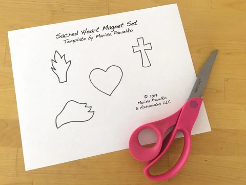 Print the Sacred Heart Magnet Set Template to begin your air dry clay project.